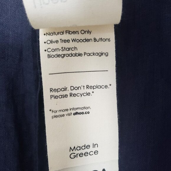 NEW Athoa Athens Shirt Mens Size Medium Linen Night Blue Long Sleeve Button Up - Picture 5 of 12